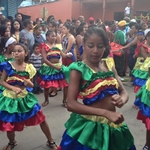 Festival with girls in colorful dresses